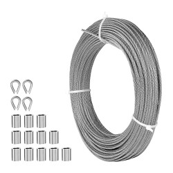 Wire Rope, Towallmark 1/8" Cable Wire Rope, 165FT T316 Stainless Steel Cable Wire with 7x7 Strand Core, Marine-Grade Corrosion Protection, for Deck Railing Kit DIY Balustrades Clothesline etc