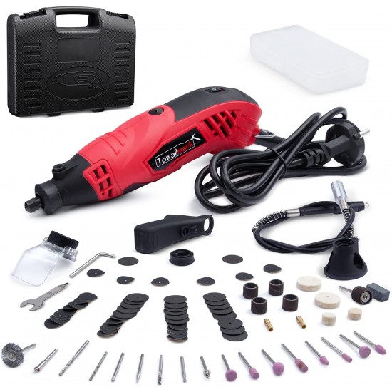 Rotary Tool Kit, Towallmark 1.5Amp Variable Speed Power Rotary Tool with Flex Shaft, 88pcs Accessories & 4 Attachments