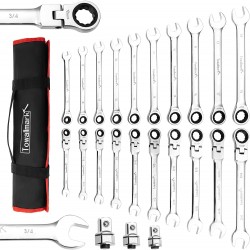 Towallmark 20-Piece SAE and Metric Ratcheting Combination Wrench Set,Ratchet Wrenches Set, Cr-V Constructed,Chrome Vanadium Steel Wrench Set 