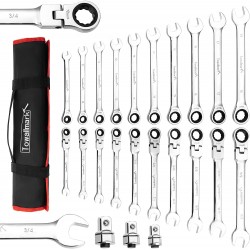 Towallmark 20-Piece SAE and Metric Ratcheting Combination Wrench Set,Ratchet Wrenches Set, Cr-V Constructed,Chrome Vanadium Steel Wrench Set 